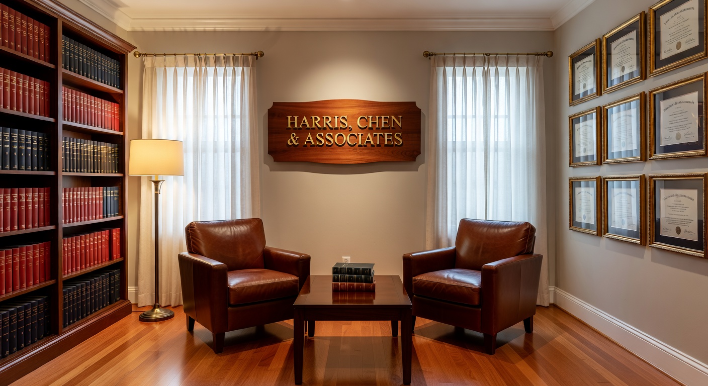 Attorney reviewing asylum case documents with client in law office